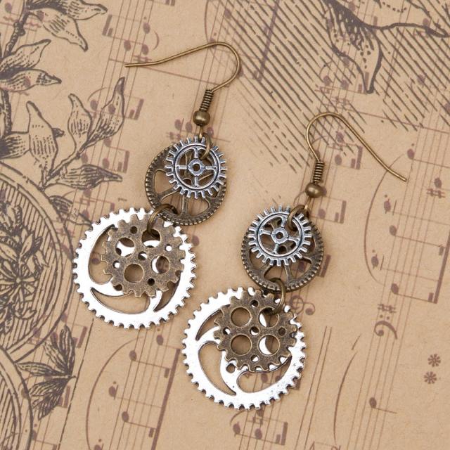 Hot sale vintge Steamopunk gear metal dangle earrings