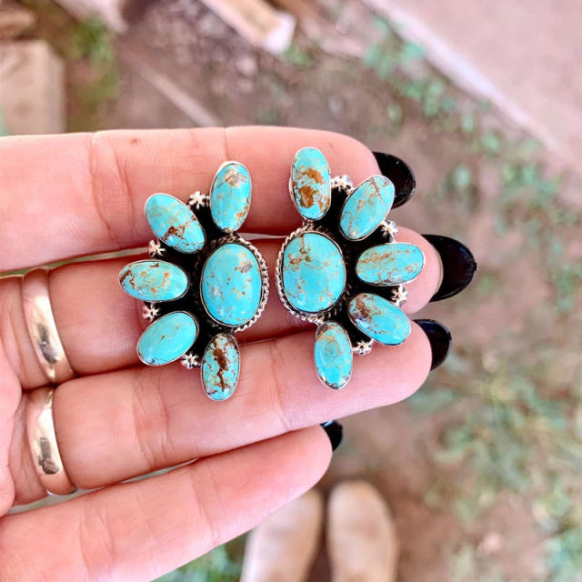 Boho turquoise bead women earrings