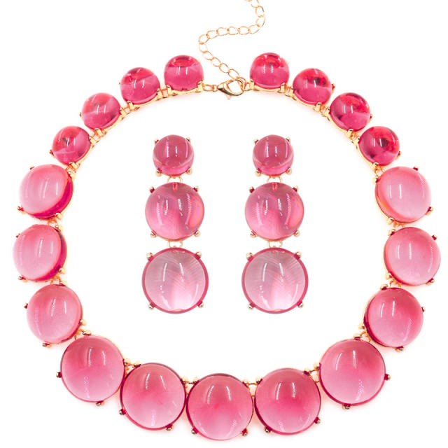 Summer chunky resin ball women necklace set