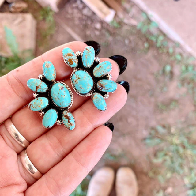 Boho turquoise bead women earrings