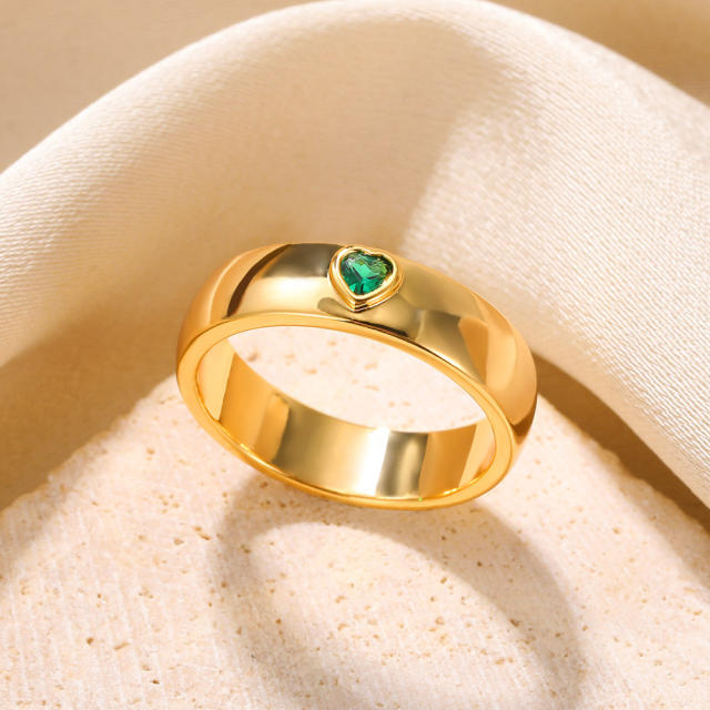 18k gold plated emerald statement copper rings band couple rings