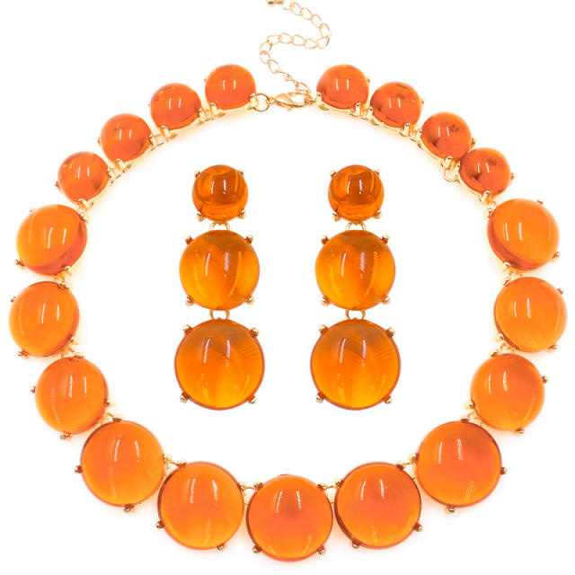 Summer chunky resin ball women necklace set