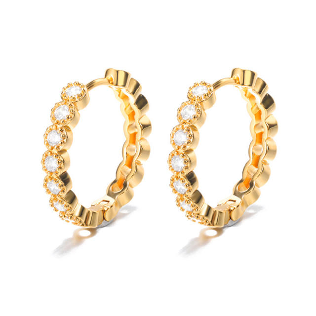 Delicate gold plated copper diamond twisted hoop earrings