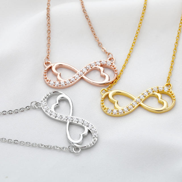 Korean fashion gold plated diamond infinity dainty necklace