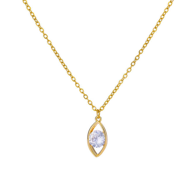 Dainty diamond pendant gold plated copper necklace