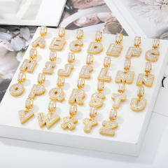HIPHOP ice out initial letter pendant necklace