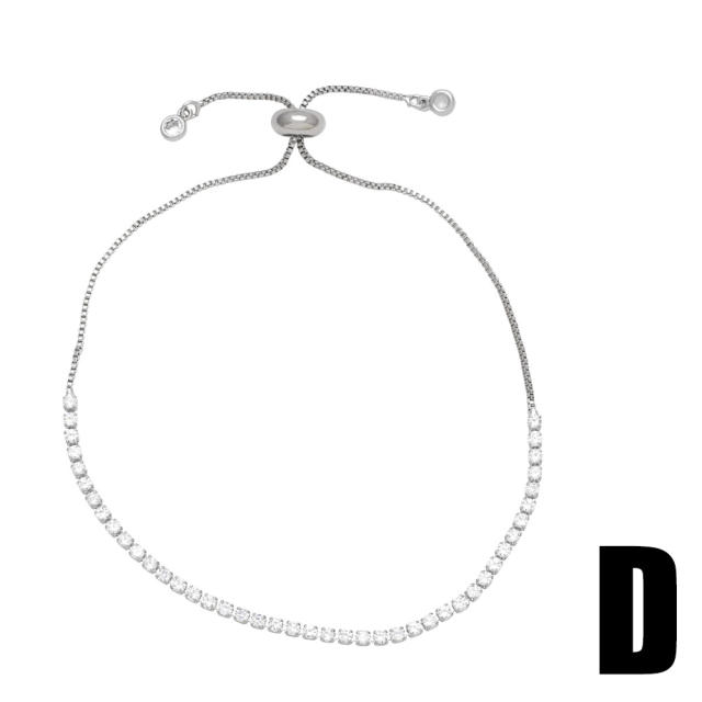 Silver color cubic zircon diamond copper bracelet bangle