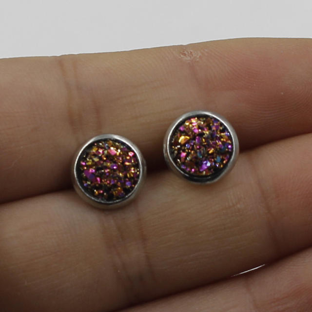 8MM colorful shiny round piece stainless steel earrings for kids