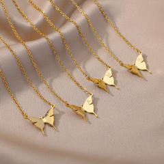 Dainty butterfly initial letter stainless steel necklace