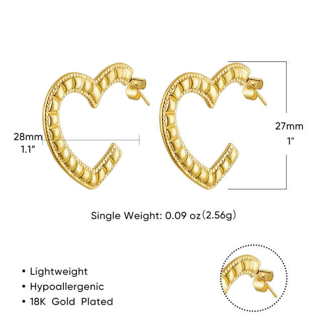Concise chunky hoop twisted stainless steel earrings