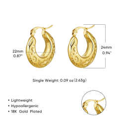 Concise chunky hoop twisted stainless steel earrings