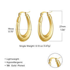 Concise chunky hoop twisted stainless steel earrings