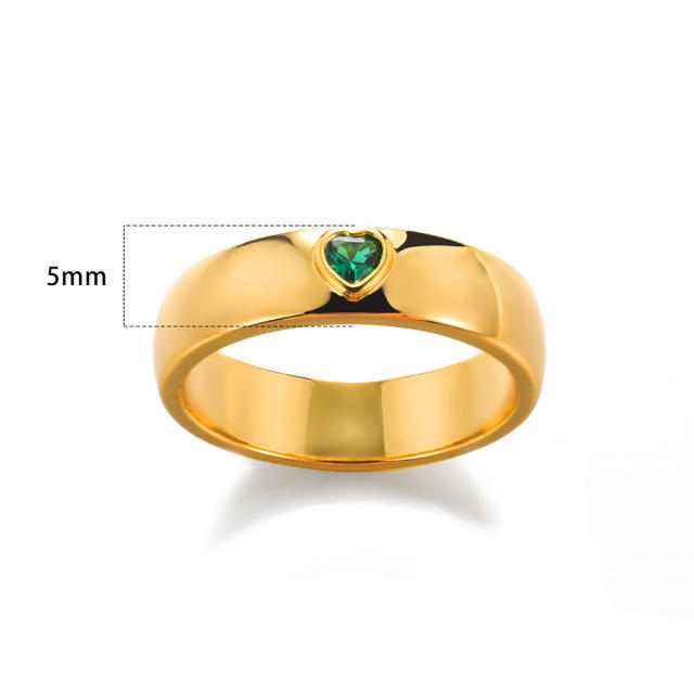 18k gold plated emerald statement copper rings band couple rings