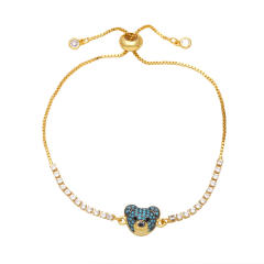 Cute colorful cubic zircon beart tennis chain slide bracelet
