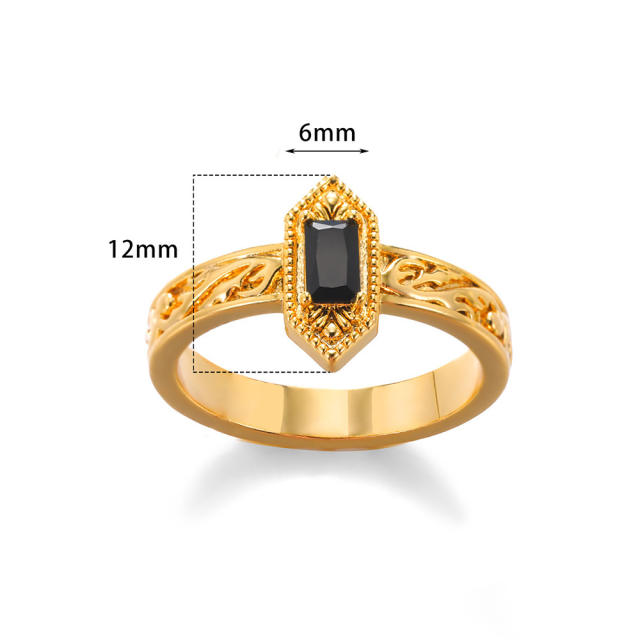 Creative cubic zircon statement easy match gold plated copper rings