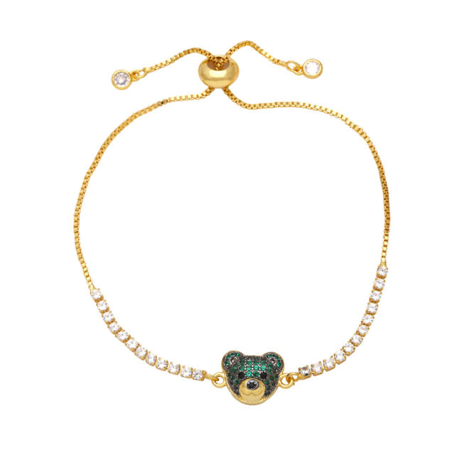 Cute colorful cubic zircon beart tennis chain slide bracelet