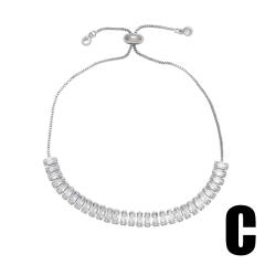 Silver color cubic zircon diamond copper bracelet bangle