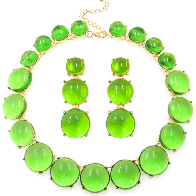 Summer chunky resin ball women necklace set