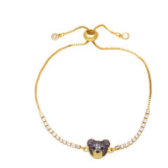 Cute colorful cubic zircon beart tennis chain slide bracelet