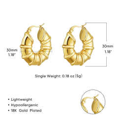 Concise chunky hoop twisted stainless steel earrings