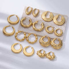 Concise chunky hoop twisted stainless steel earrings