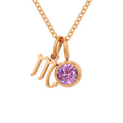 Dainty zodiac birthstone pendant stainless steel necklace