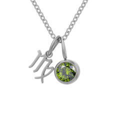 Dainty zodiac birthstone pendant stainless steel necklace