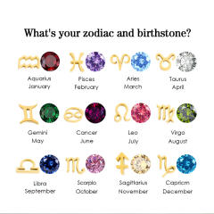 Dainty zodiac birthstone pendant stainless steel necklace