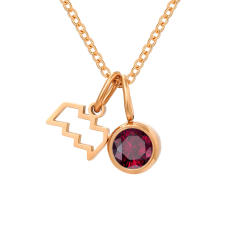 Dainty zodiac birthstone pendant stainless steel necklace