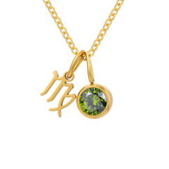 Dainty zodiac birthstone pendant stainless steel necklace