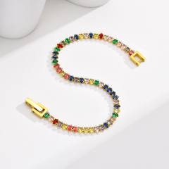 Luxury rainbow cubic zircon stainless steel tennis bracelet