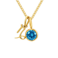 Dainty zodiac birthstone pendant stainless steel necklace