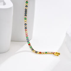 Luxury rainbow cubic zircon stainless steel tennis bracelet