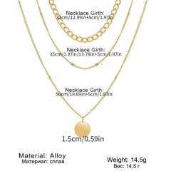 Hot sale boho three layer coin pendant alloy chain necklace