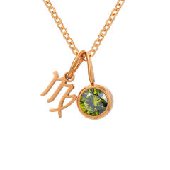 Dainty zodiac birthstone pendant stainless steel necklace