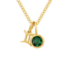 Dainty zodiac birthstone pendant stainless steel necklace