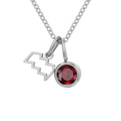 Dainty zodiac birthstone pendant stainless steel necklace