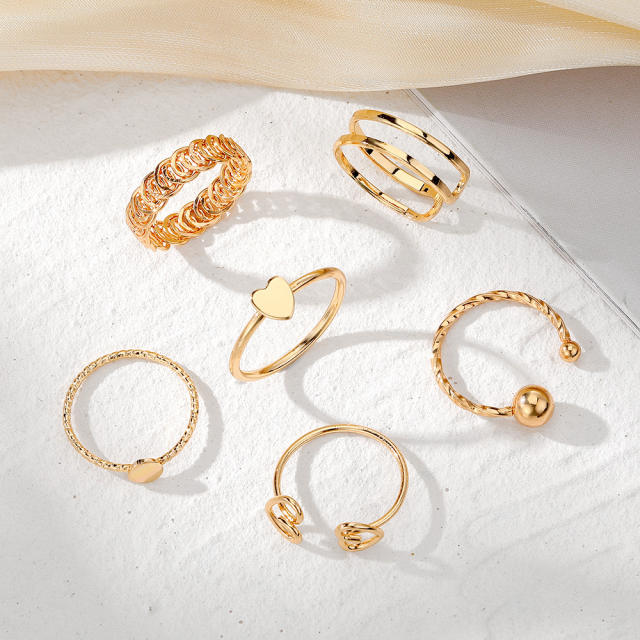 Fashionable gold color alloy stackable rings for women