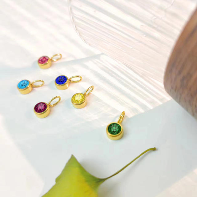 8mm birthstone stainless steel pendant diy jewelry