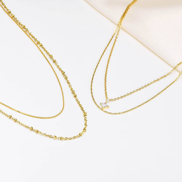 Dainty two layer stainless steel necklace