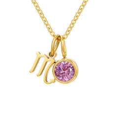 Dainty zodiac birthstone pendant stainless steel necklace