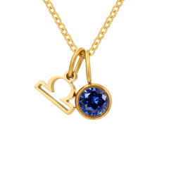 Dainty zodiac birthstone pendant stainless steel necklace