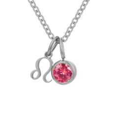 Dainty zodiac birthstone pendant stainless steel necklace