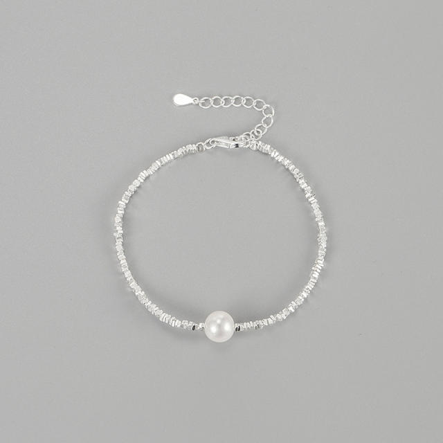 925 sterling silver hot sale bead pearl bracelet