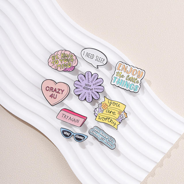 Sweet color enamel letter series alloy brooch pins