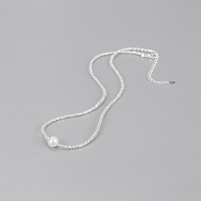 Elegant one water pearl 925 sterling silver women necklace