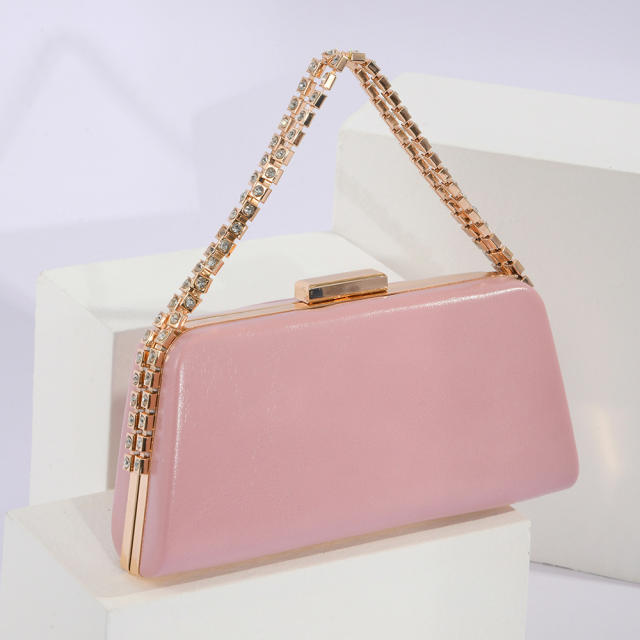 Luxury diamond handle PU leather women evening bag