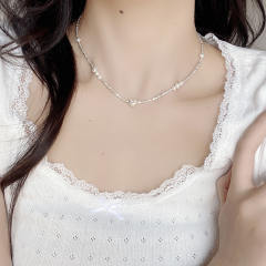 925 sterling silver baroque pearl bead choker necklace for women