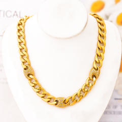 HIPHOP thick stainless steel cuban link chain necklace bracelet set