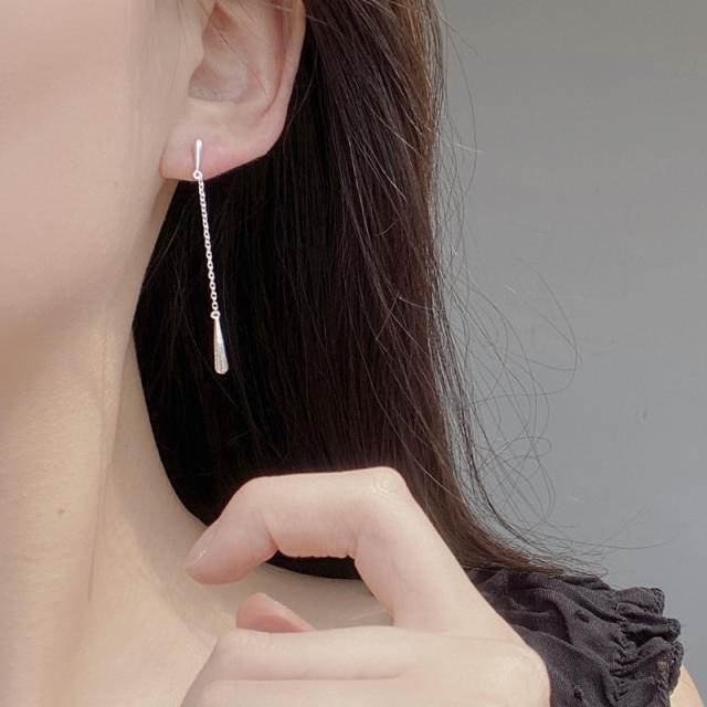 925 sterling silver thin drop pendant women dangle earrings